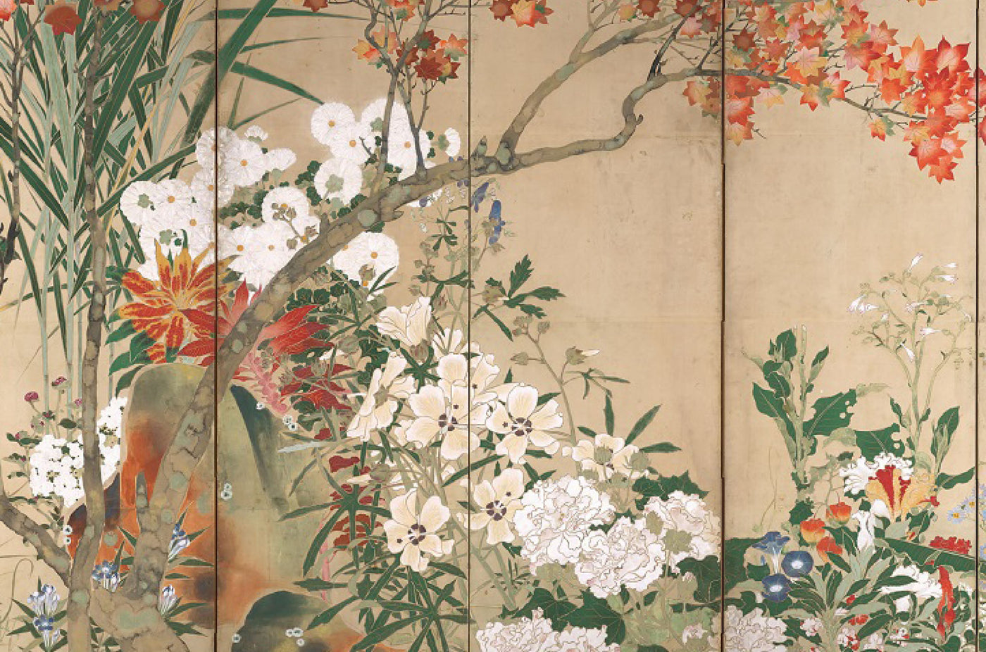 Trees and Flowers of the Four Seasons screen from the Hatakeyama Memorial Museum of Fine Art