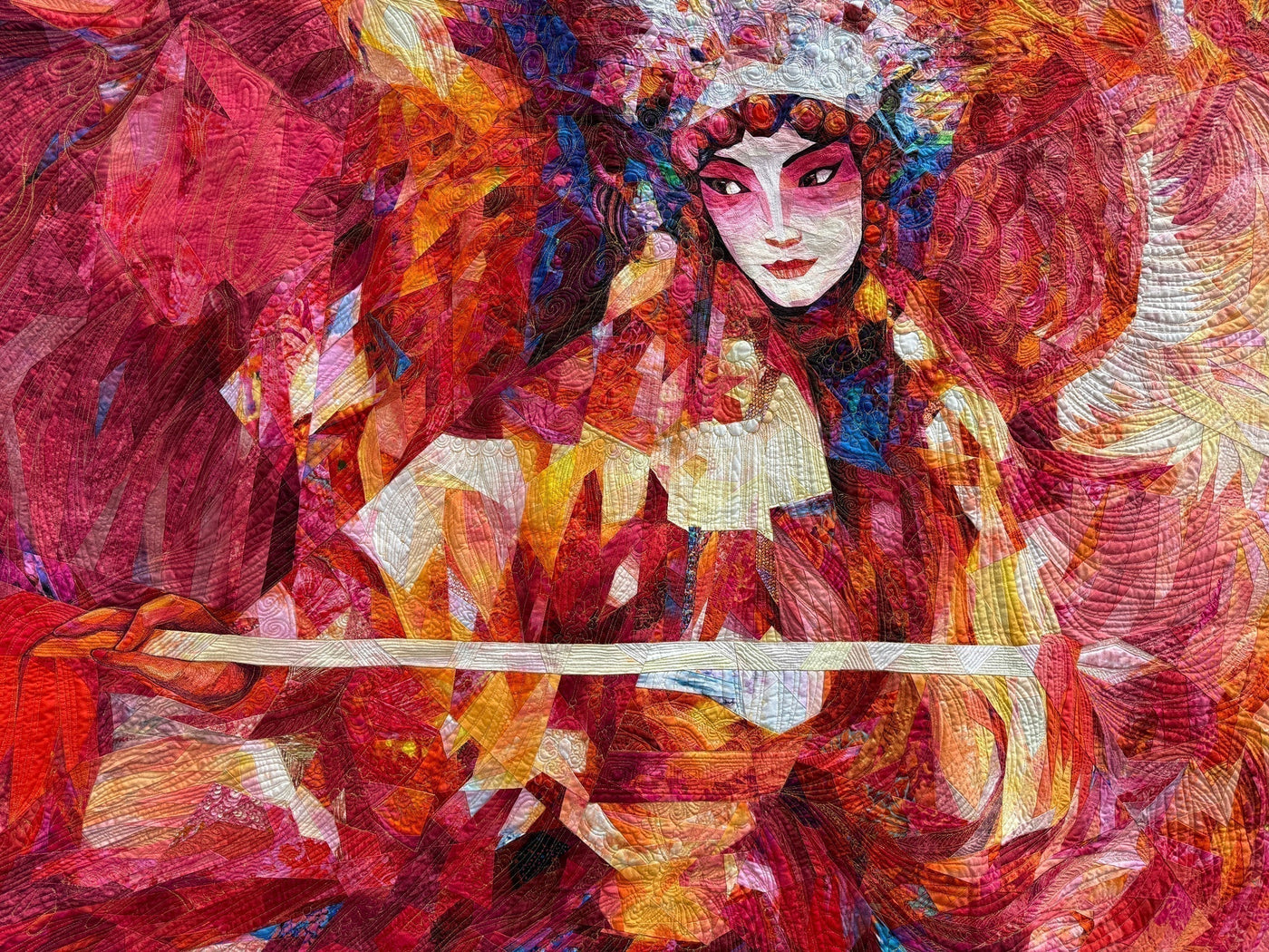 Spin of the warrior dance by Jing Chen at 2025 Festival of Quilts, Birmingham UK