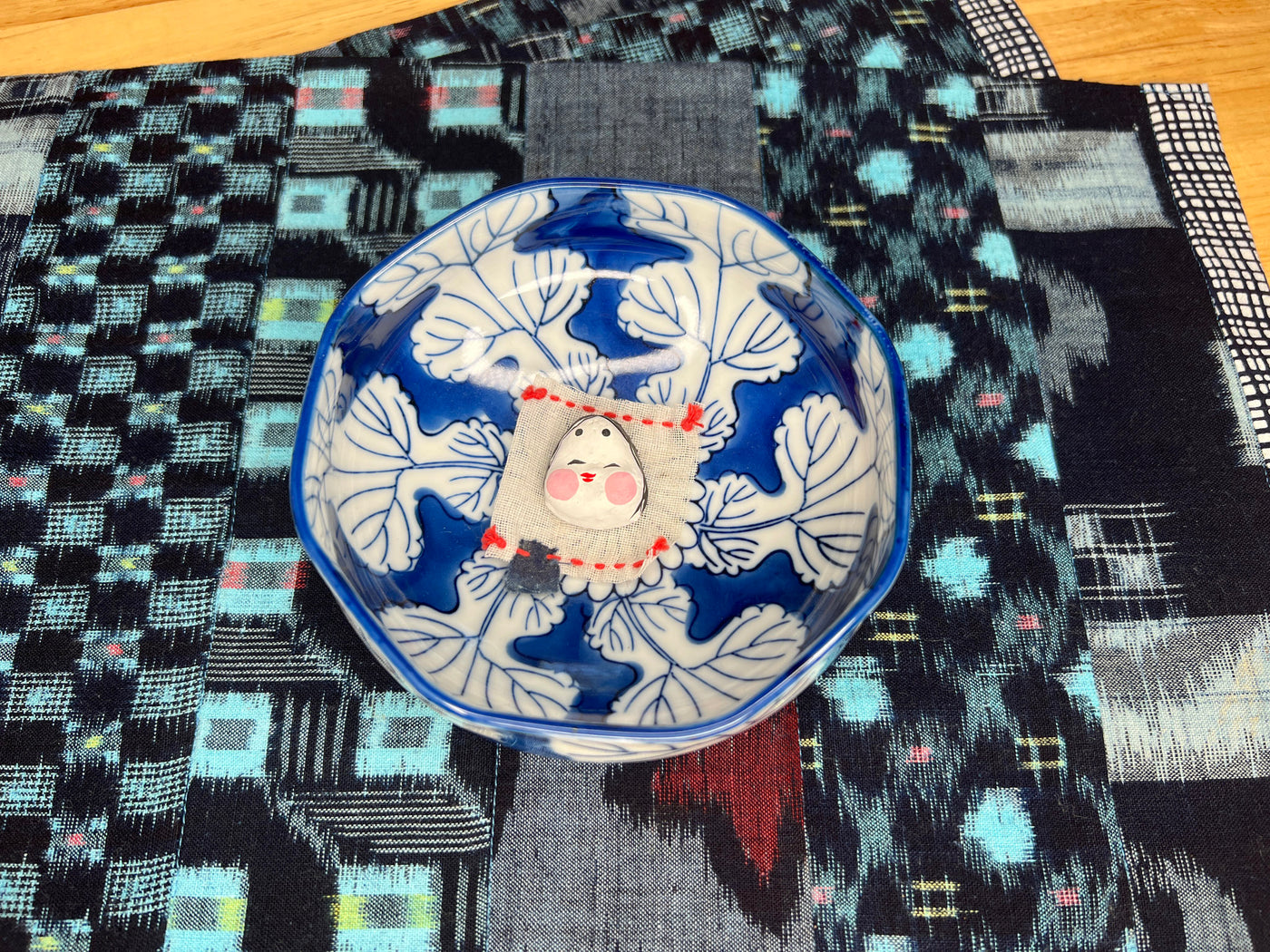 Placemats made with Japanese kasuri cotton from Okan Arts