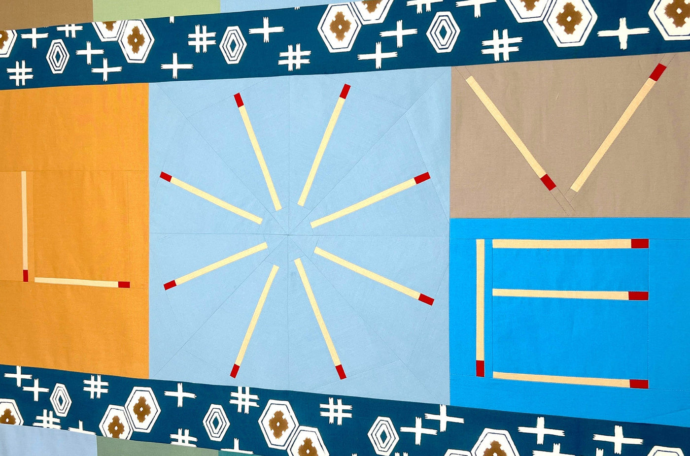 Matchstick Medallion Block in Patricia Belyea’s Love On Fire Quilt