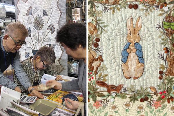 Yoko Saito and her Peter Rabbit quilt at the 2016 Tokyo Quilt Festival