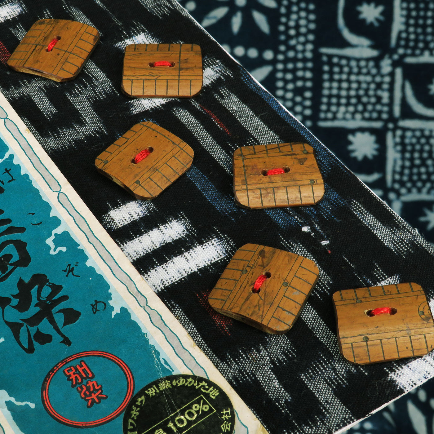 BU-238 six wooden ruler buttons