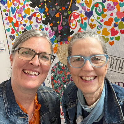 Patricia Belyea (R) and Brandy Maslowski (L) at F2025 Festival of Quilts, Birmingham UK